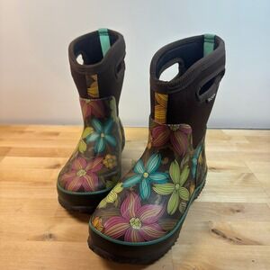 Bogs Classic Mid Stargazer Brown Floral Waterproof Rain Boots 71223-207 Womens 6